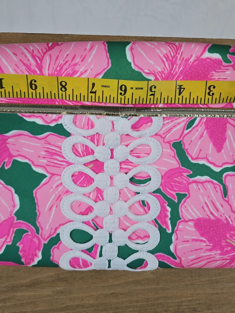 Pink Floral Fold-Over Clutch Handbag